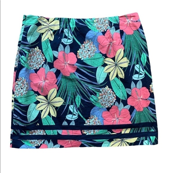 Talbots | Talbots cotton canvas a line skirt hibiscus print - Picture 3 of 6